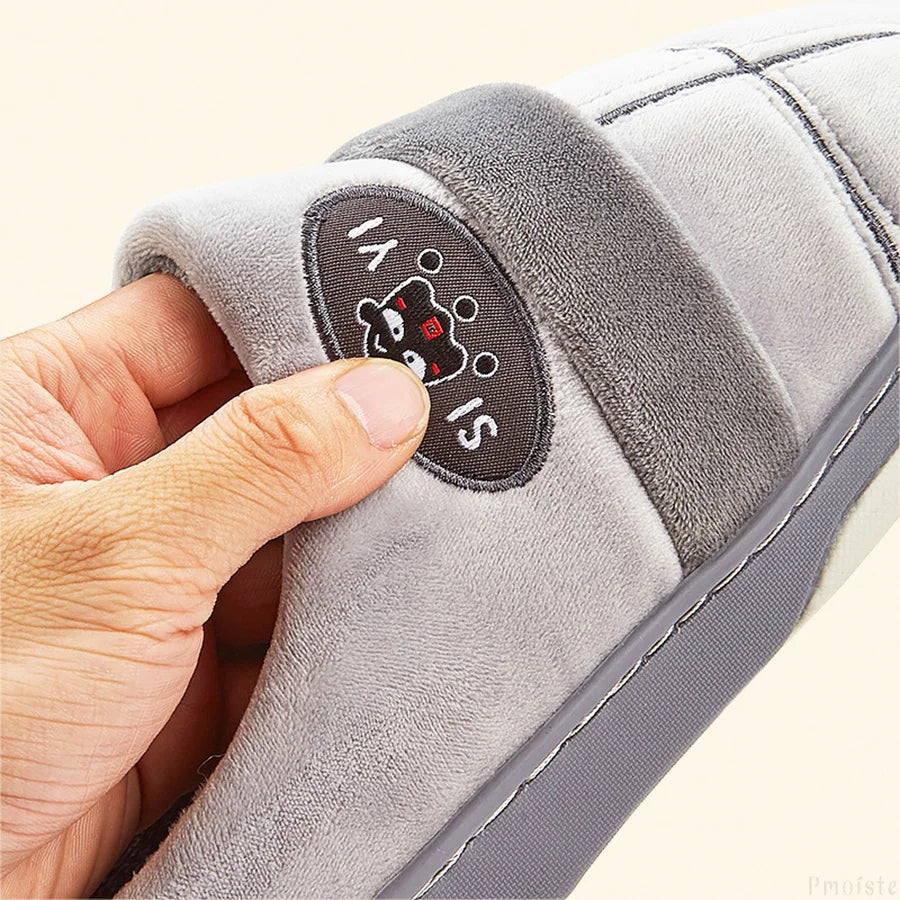 Winter Home Men's Slippers Plaid Warm Soft Memory Foam Male Indoor Shoes Plush Non-Slip Living room Slipper luxury