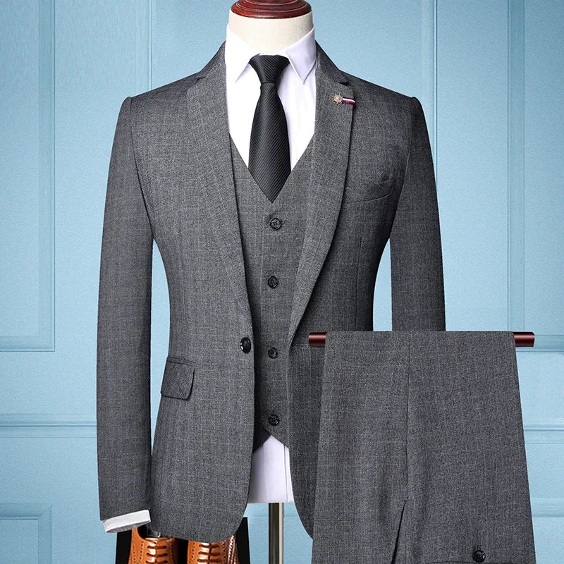 Traje De Hombre Elegante (Blazer+Vest+Pants) Men's Fashion Business Casual Slim Fit Wedding Business Suit Elegant Man Suit 6XL