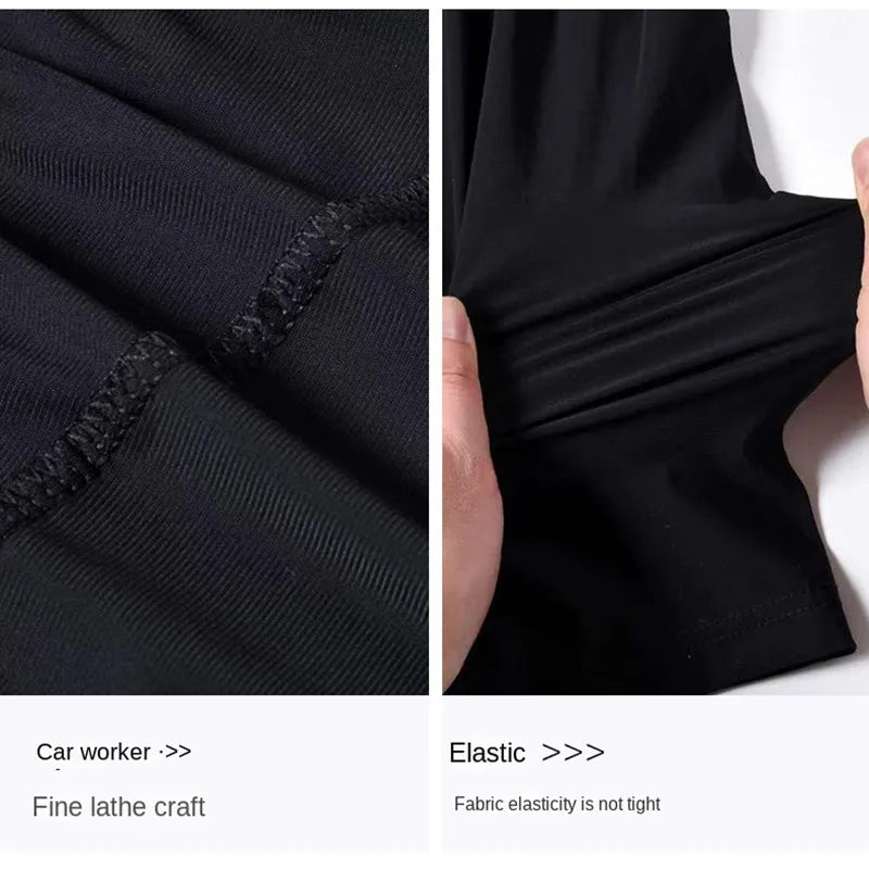 Summer cool ice silk men's large size shorts straight 7-point pants thin quick-dry sports baggy 7-point pants 5-point pants ba