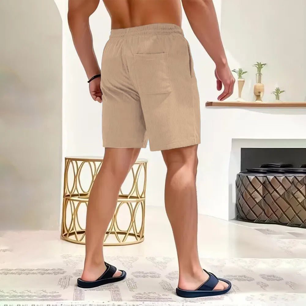 Summer Corduroy Male Casual Shorts Male Running Sport Shorts Men's Comfortable Streetwear Men's Solid Straight Short Pants