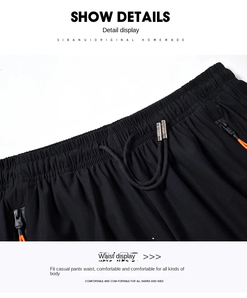 Summer cool ice silk men's large size shorts straight 7-point pants thin quick-dry sports baggy 7-point pants 5-point pants ba
