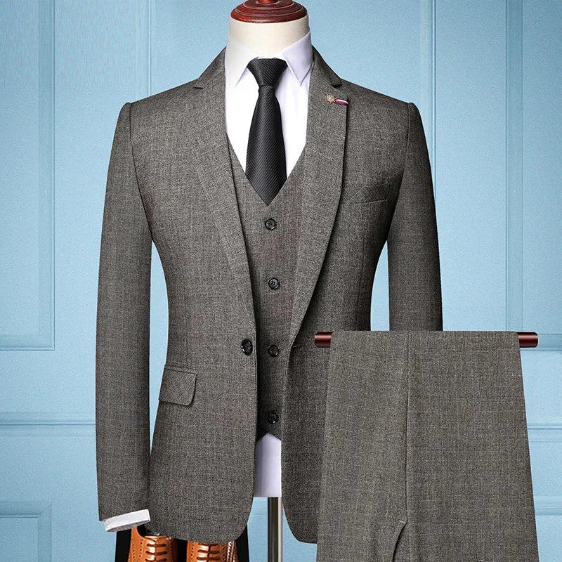 Traje De Hombre Elegante (Blazer+Vest+Pants) Men's Fashion Business Casual Slim Fit Wedding Business Suit Elegant Man Suit 6XL
