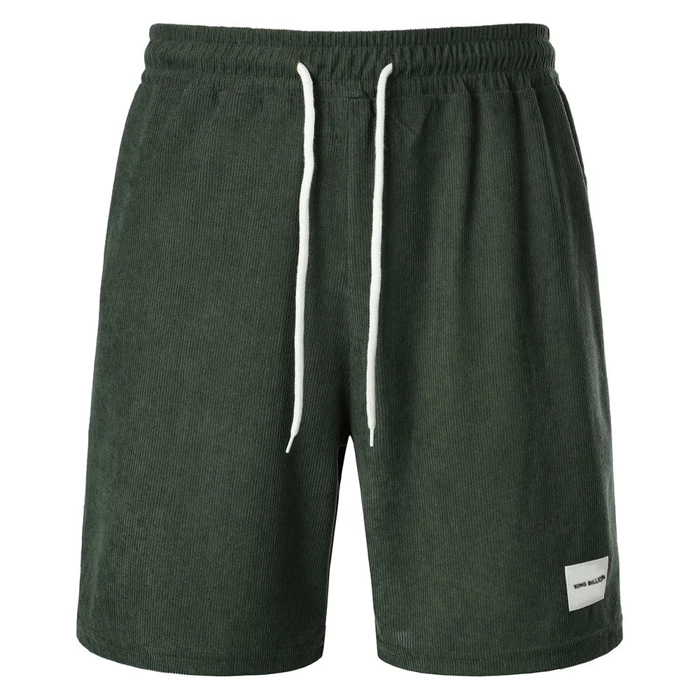 Summer Corduroy Male Casual Shorts Male Running Sport Shorts Men's Comfortable Streetwear Men's Solid Straight Short Pants