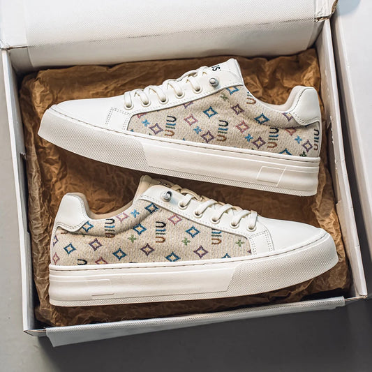 2025 summer new men's casual shoes printed flat skateboard shoes youth street cool sports shoes with outdoor board shoes