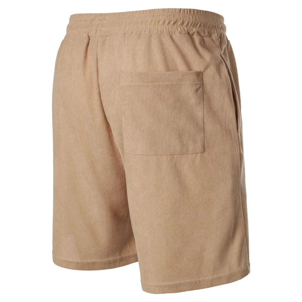 Summer Corduroy Male Casual Shorts Male Running Sport Shorts Men's Comfortable Streetwear Men's Solid Straight Short Pants