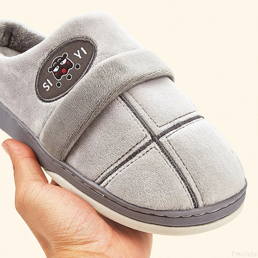 Winter Home Men's Slippers Plaid Warm Soft Memory Foam Male Indoor Shoes Plush Non-Slip Living room Slipper luxury