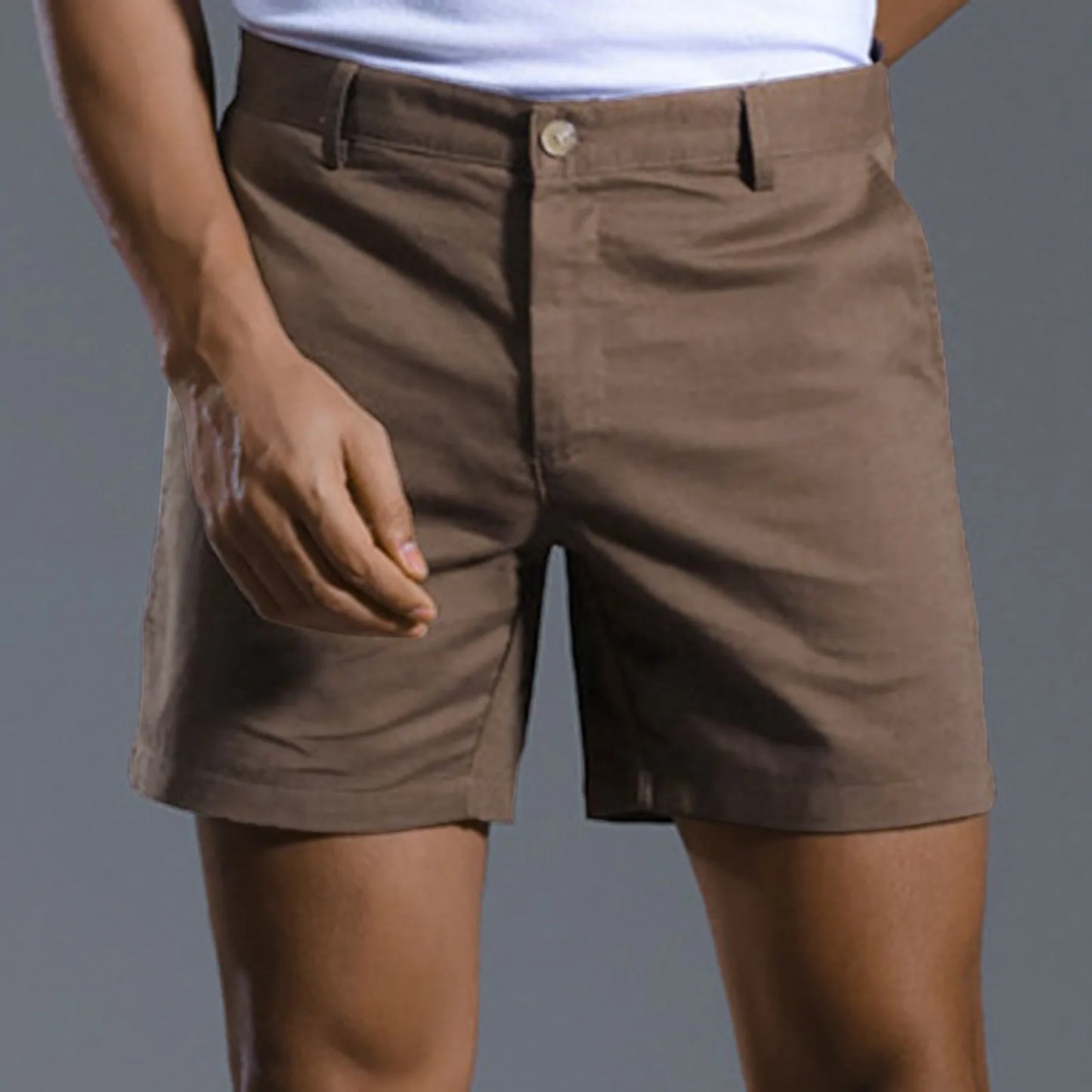 Spring Summer Pants Male Solid Linen Shorts Button Design Pants Versatile Quick Dry Pants Slim Training Quarter Pants 2024
