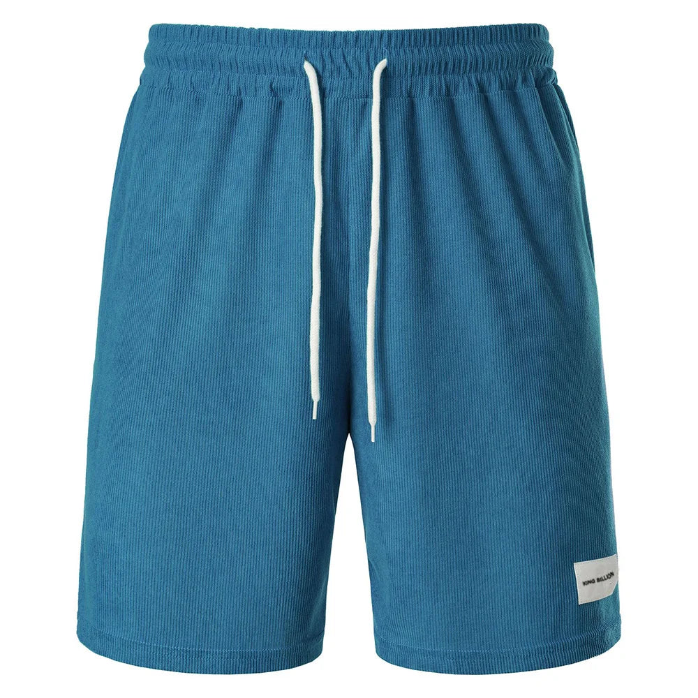 Summer Corduroy Male Casual Shorts Male Running Sport Shorts Men's Comfortable Streetwear Men's Solid Straight Short Pants