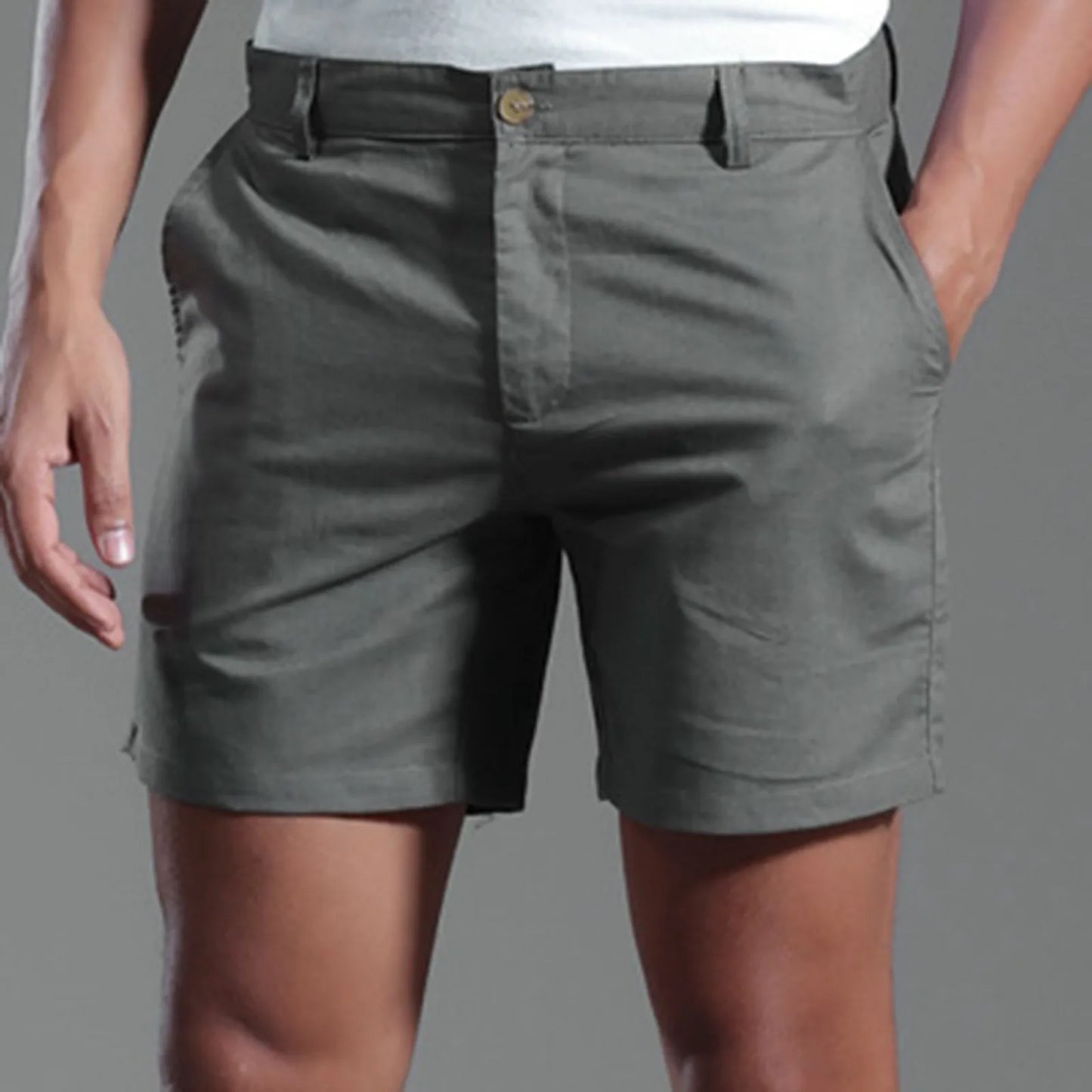 Spring Summer Pants Male Solid Linen Shorts Button Design Pants Versatile Quick Dry Pants Slim Training Quarter Pants 2024